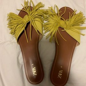 Yellow Fringe Sandals
